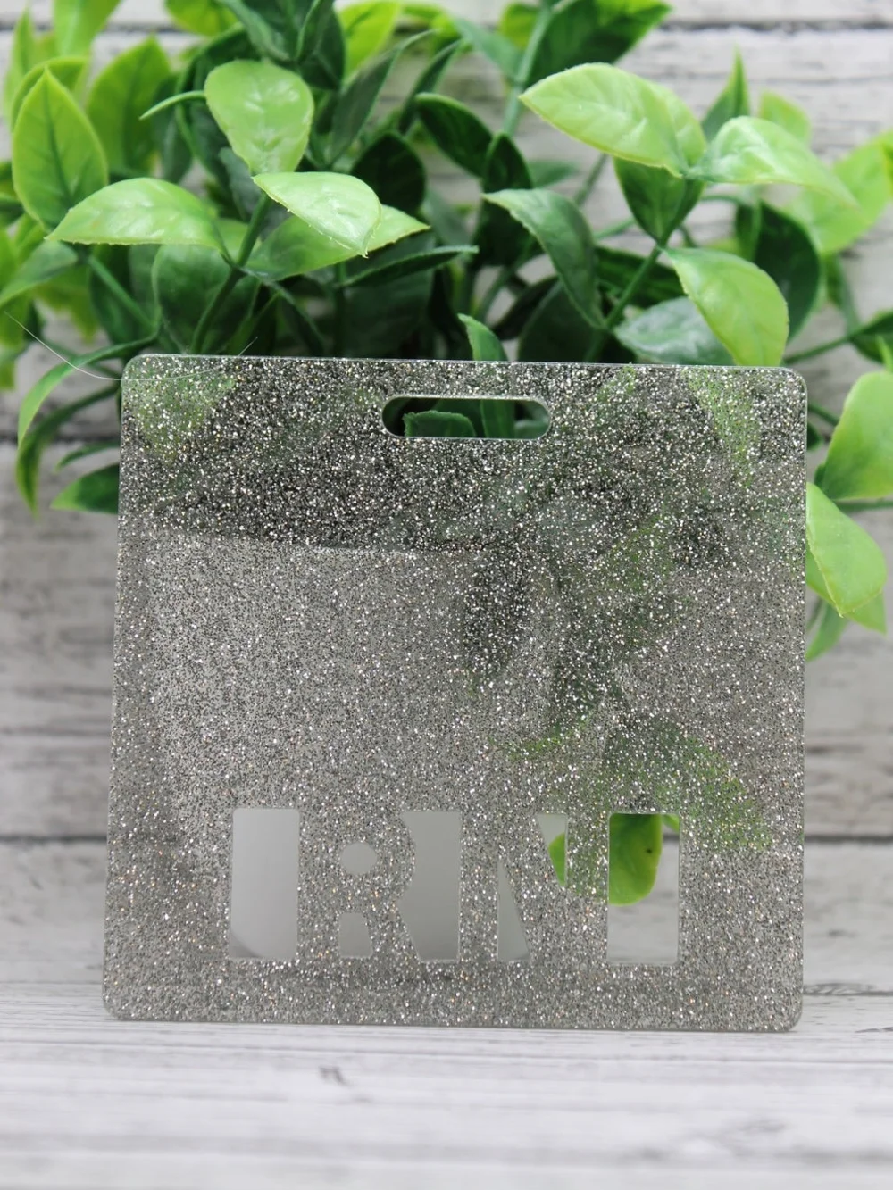 Silver Glitter Tote Insert with Cutout Handle